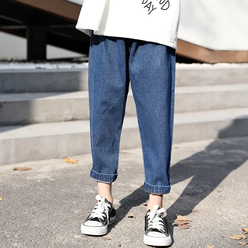Коллекция 2019 года джинсы для детей свободные джинсовые штаны девочек весенние