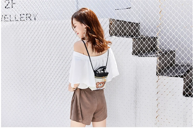 New Women's Mobile Phone Bag Cartoon Female Messenger Shoulder Bags Crossbody Cute Fashion Leather Bags Mini Bear Handbags