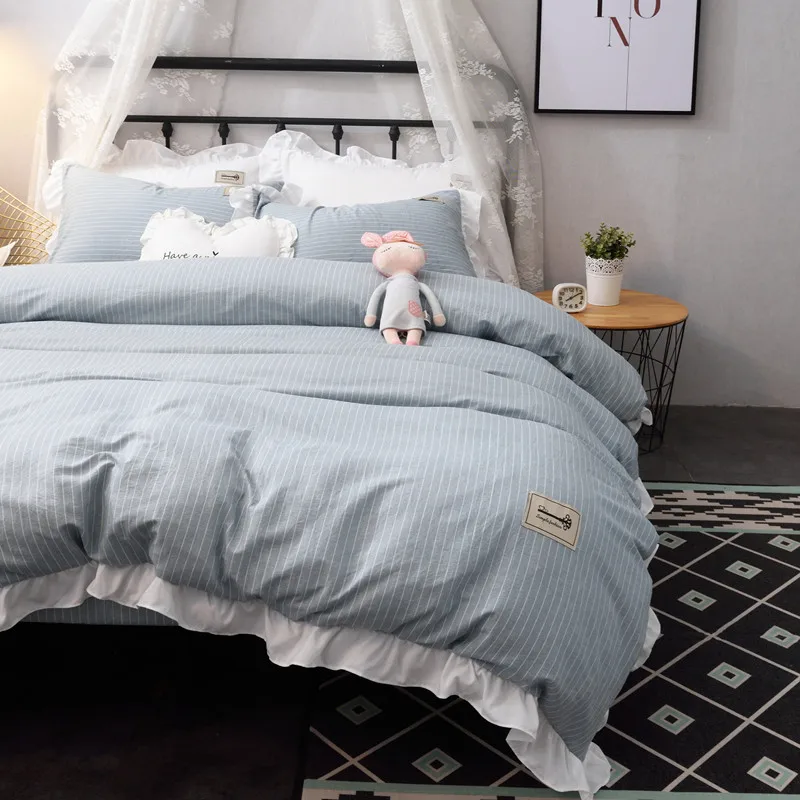 Модные комплекты постельного белья с кружевом роскошное постельное белье в