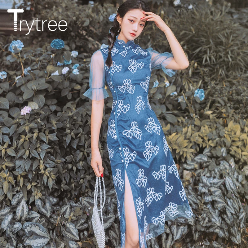 Женское платье футляр Trytree Повседневное до колена с цветочным принтом и