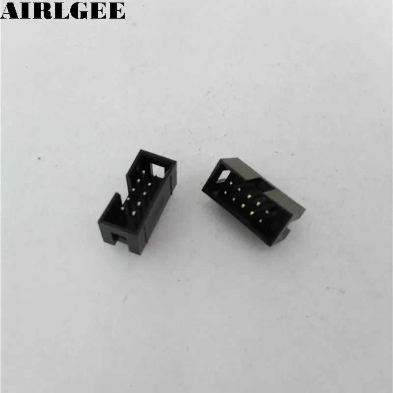 100 шт. IDC коробка заголовок DC3 10P 10 способ 2 54 мм JTAG разъем Черный Бесплатная
