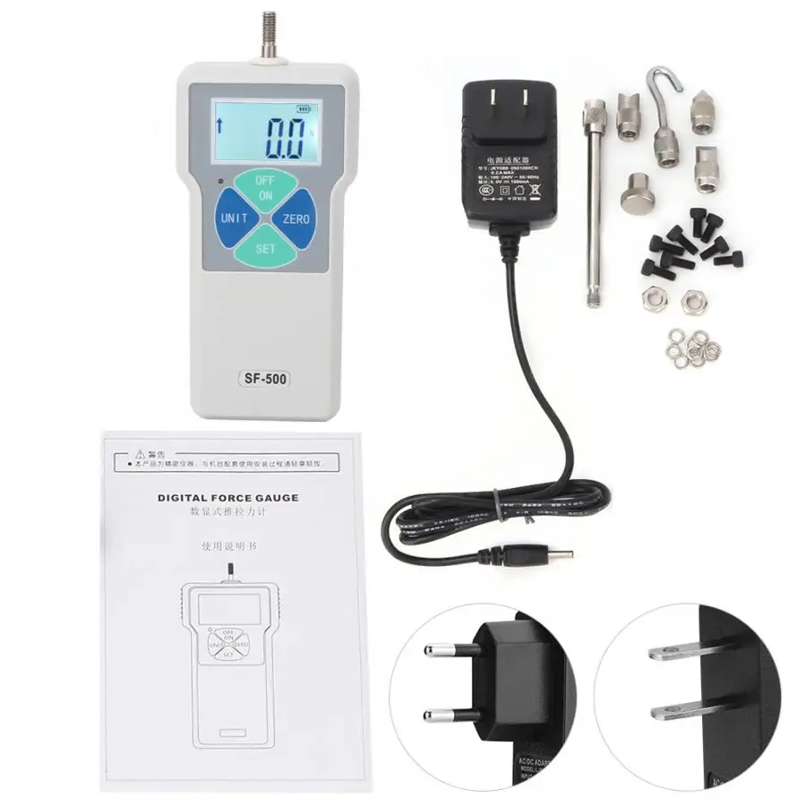 

SF-500 Portable Push and Pull Tester Meter Digital Force Gauge 500N 100-240V