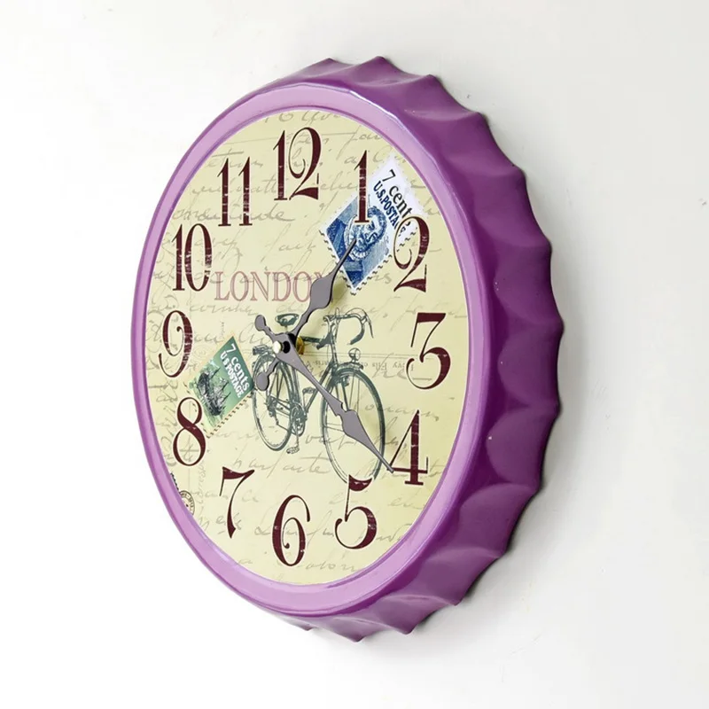 Cover Hanging European Retro Nostalgic Style Wall Clocks Clock Stickers Restaurant Bar Decoration Pendant Creative Beer | Дом и сад