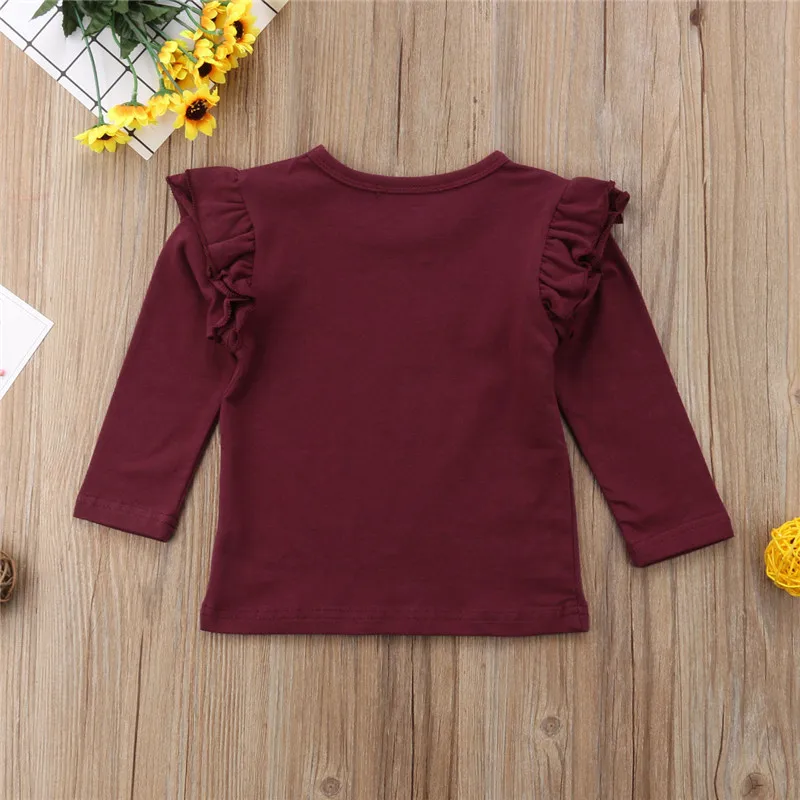 

PUDCOCO Newest Fashion Toddler Baby Girl Cotton Long Sleeve casual T-shirts Tops Ruffle Tee Autumn Outfit 1-5T