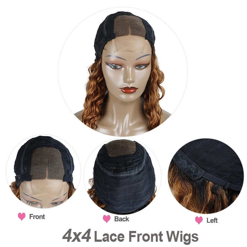 4*4 синтетический парик с Омбре блонд кружева человеческих волос парики T1B/30