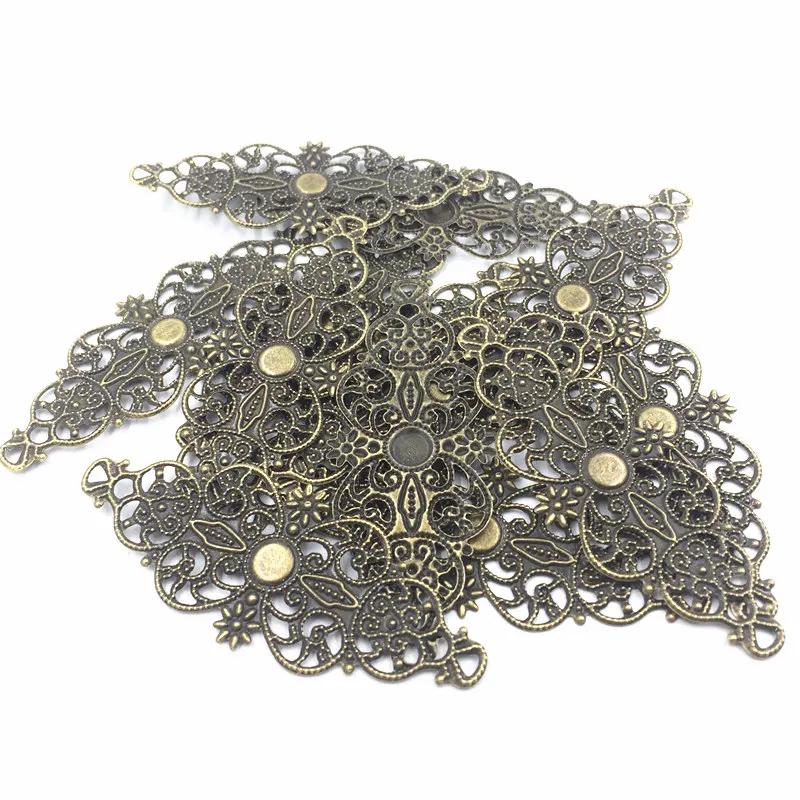 

10Pcs Connectors Bronze Tone Filigree Wraps Triangle Hollow Alloy Decoration Crafts Jewelry DIY Findings Embellishments 4.8cm