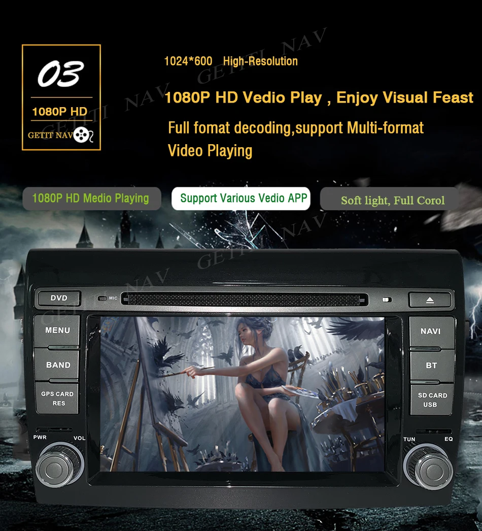 Автомобильный мультимедийный плеер Android 10 gps 2 Din стерео система для Fiat/Bravo 2007-2012 Восьмиядерный 4 ГБ ram радио am fm Wifi USB