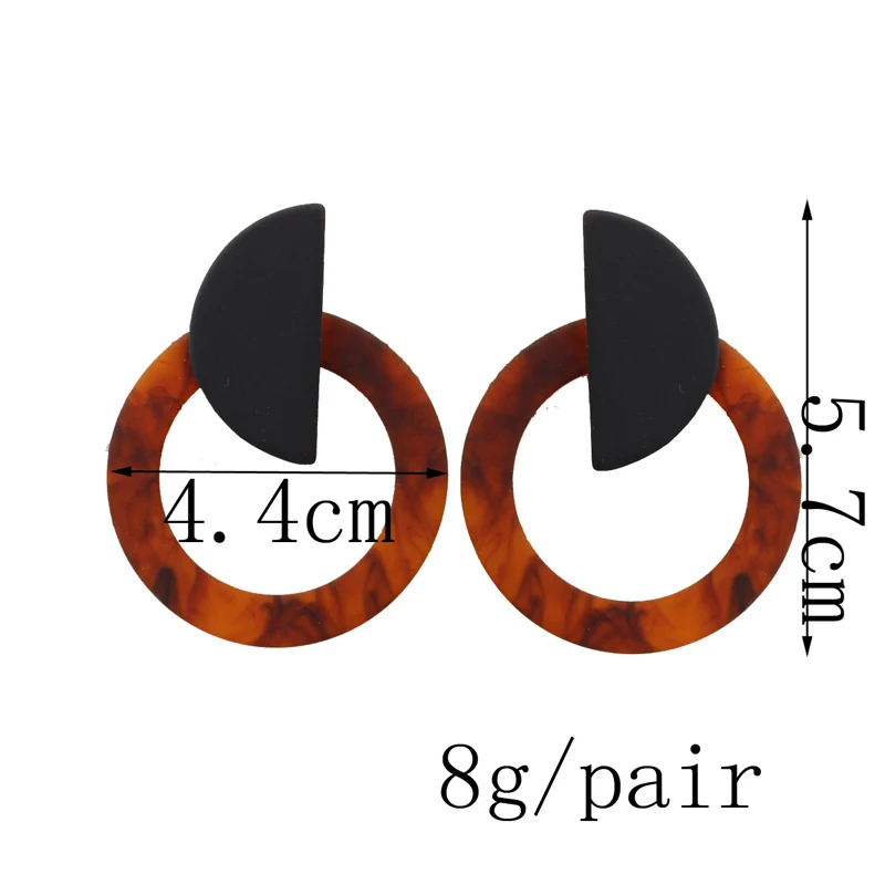Geometric Round Brown Acrylic Earrings New Fashion Leopard Acetate Personality Atmosphere Exaggerated Edition | Украшения и