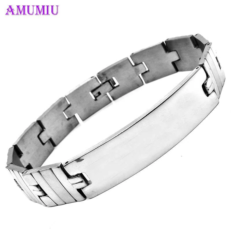 AMUMIU модные украшения женские/мужские браслеты из нержавеющей стали с ID ремешком
