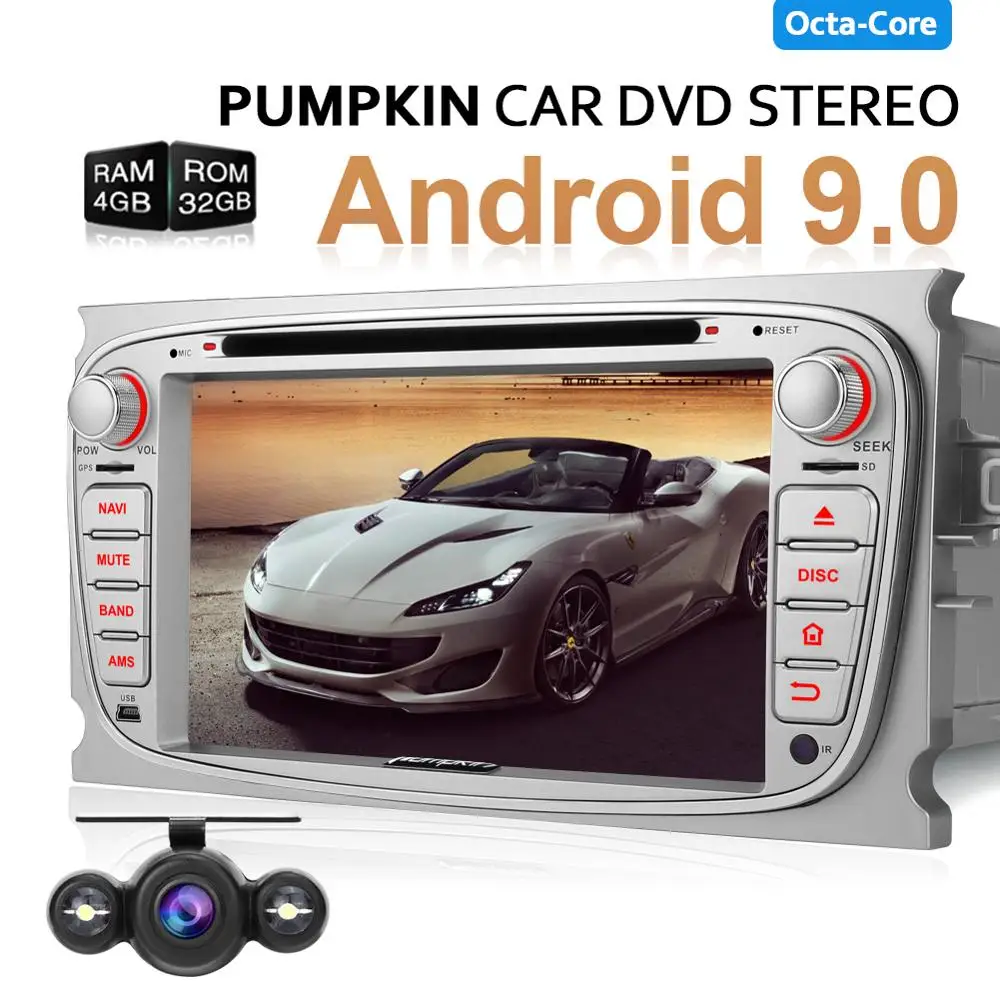 Pumpkin2 Din 7 &quotAndroid 9 0 автомобильный DVD плеер GPS навигация Qcta Core 4G RAM стерео для Ford