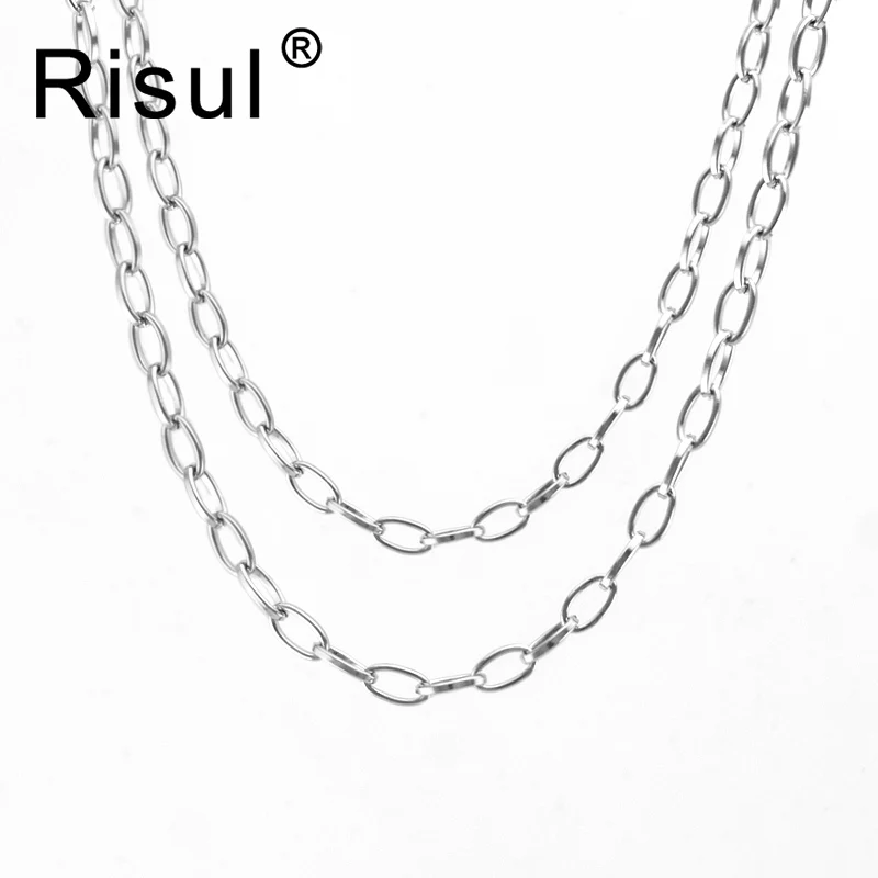 Risul 100% нержавеющая сталь продажа в метр без застежки 4 мм длинный овальный кабель
