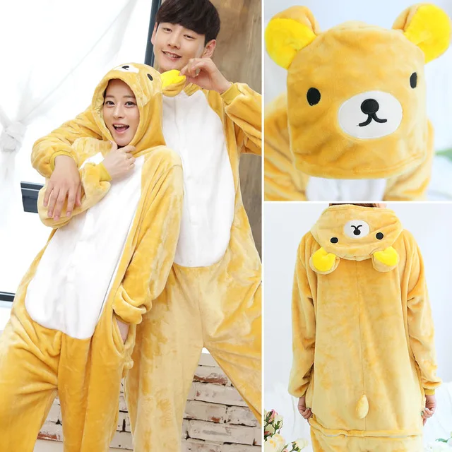 Easi Bear Кигуруми пижамы с единорогом, фланелевые пижамы в виде животных, Дамская зимняя ночная рубашка с единорогом, пижамы, домашняя одежда, костюм для косплея - Цвет: Easi Bear