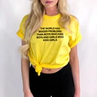 Футболка с надписью The World Has More Problems, женские летние футболки с забавными цитатами Tumblr Grunge, феминистские топы с графическим принтом для девушек в стиле 90-х