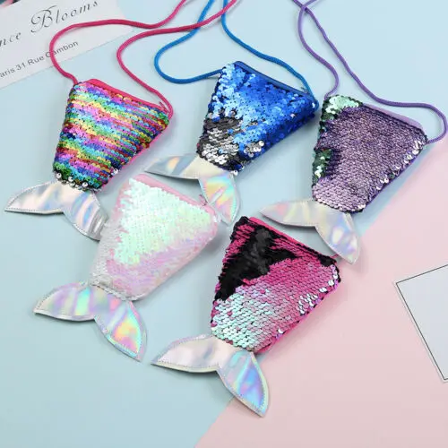 Kids Colorful Sequined Mermaid Tail Bag Girls Fashion Zipper Wallet Purse Pouch | Багаж и сумки