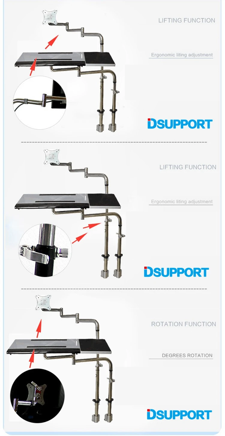 Прикроватная Зажимная клавиатура Держатель+ монитор держатель полный движения ленивый ноутбук стол ЖК-Компьютер Крепление стенд