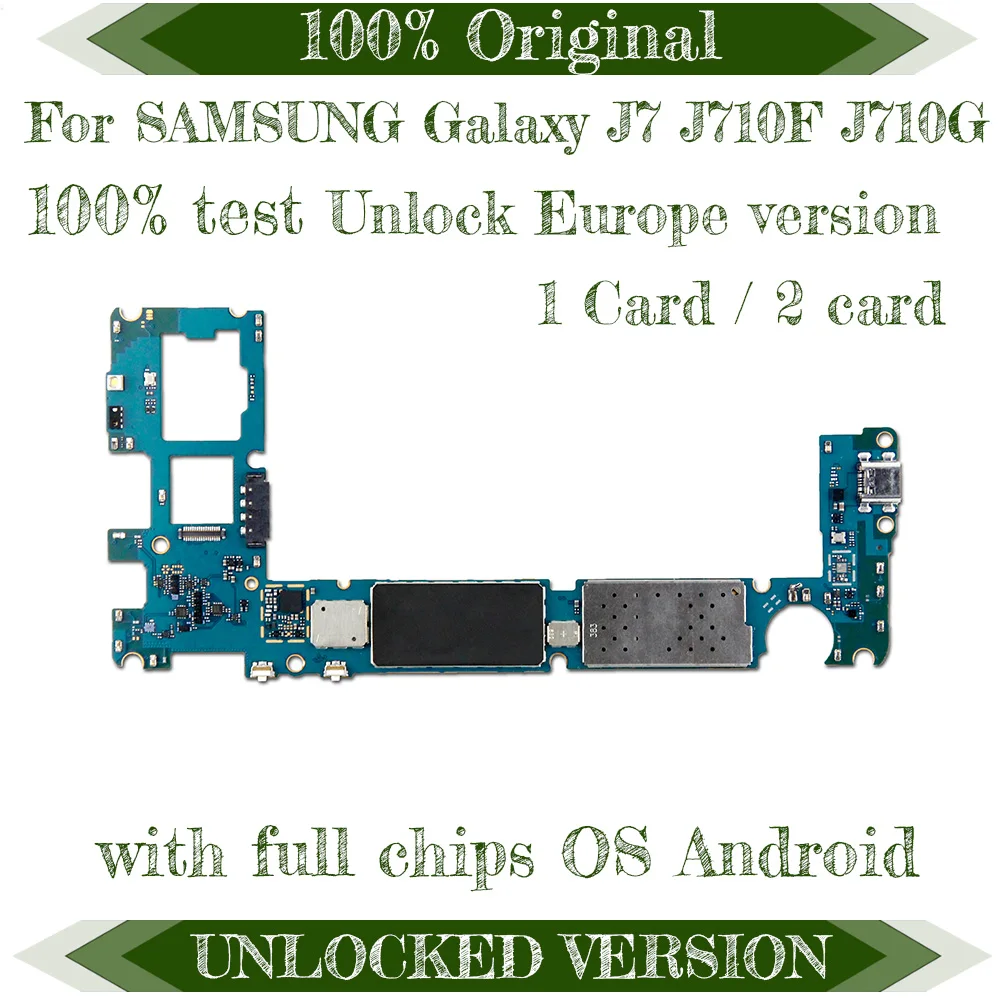 Разблокирована для samsung Galaxy J7 J710F J710G dual sim оригинальная материнская плата логическая плата s 16 Гб с чипами логическая плата