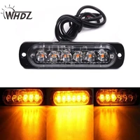 whdz universal amber 6 led 18w bar dc 12v 24v car truck strobe flash emergency warning light lamp