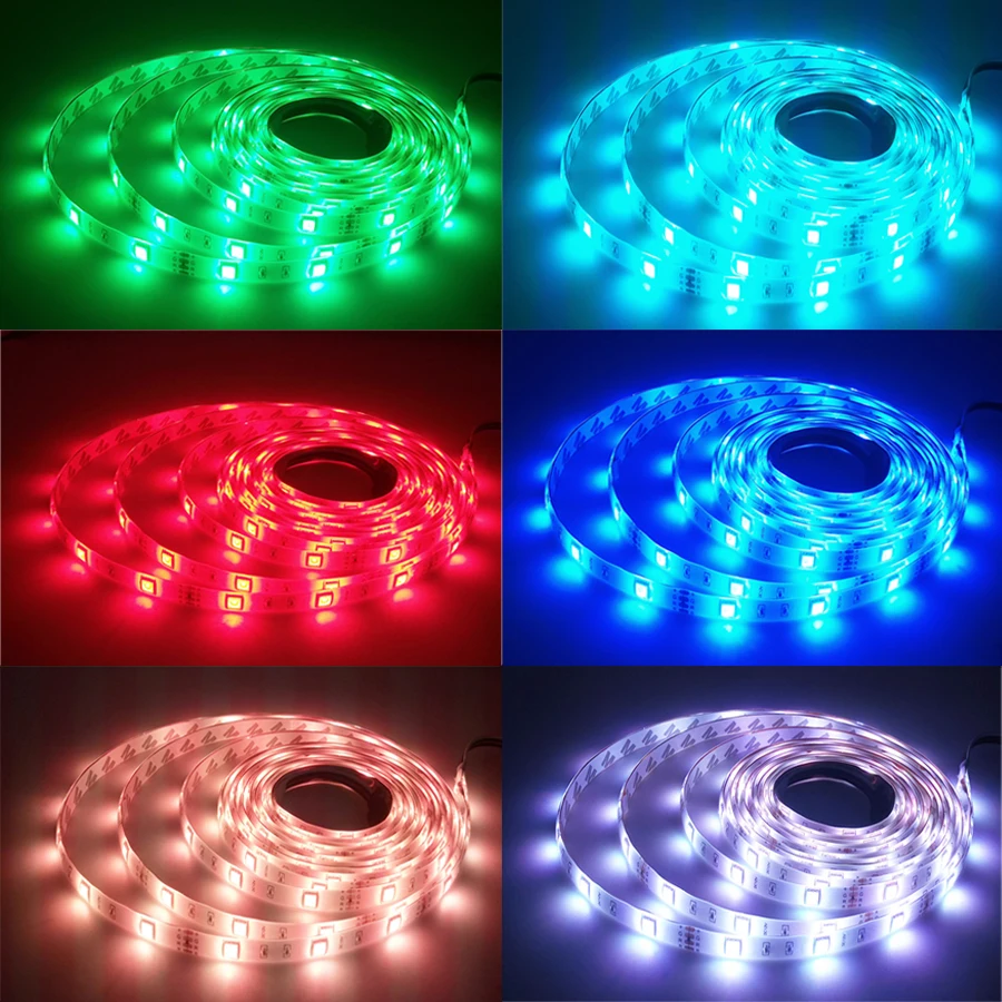 Светодиодная лента goook 5050 SMD 5 м 10 м RGB, гибкий светодиодный светильник, водонепроницаемая лента, RGB диодный светодиодный светильник, ИК-контроллер, источник питания