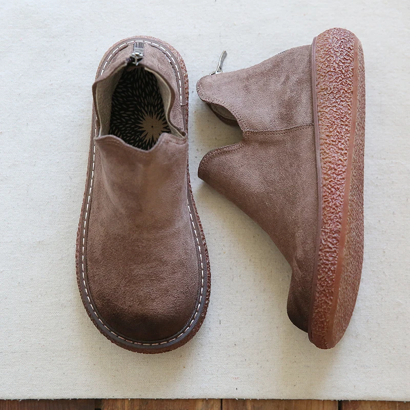 Женские повседневные ботинки Челси из натуральной овечьей кожи на плоской