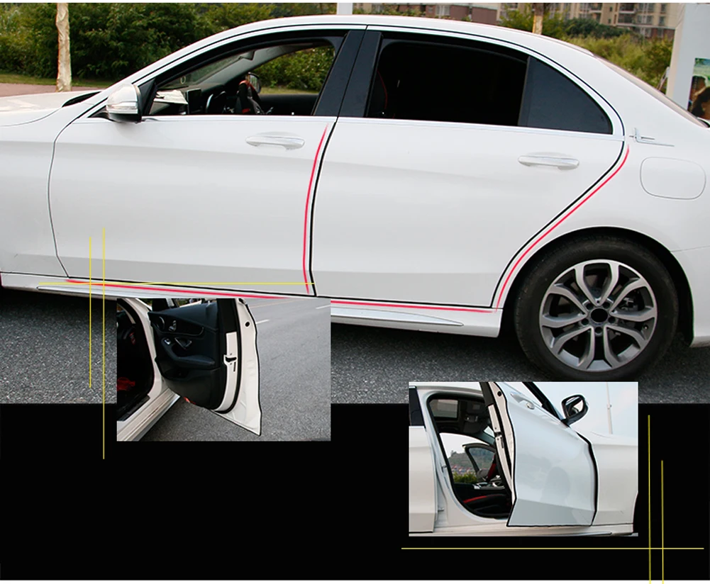 Для Mercedes Benz A B C E GLK класс W177 W246 W205 W212 W213 X204 Автомобильная дверь анти-столкновения защита багажника резиновые полосы наклейки