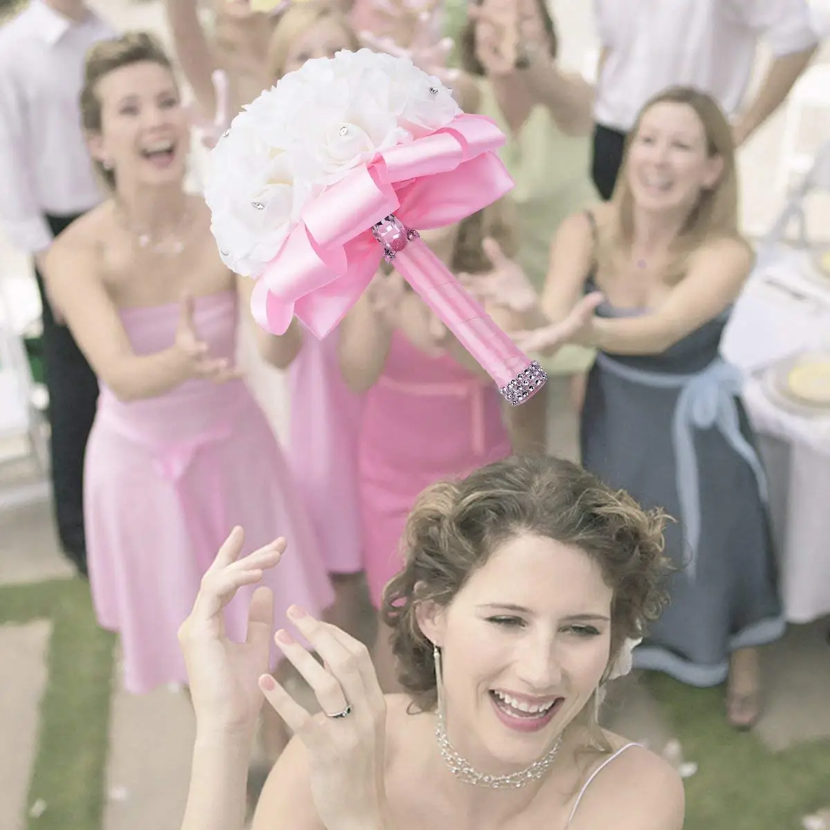 2019 романтический свадебный букет ручной работы с розовыми цветами для подружки