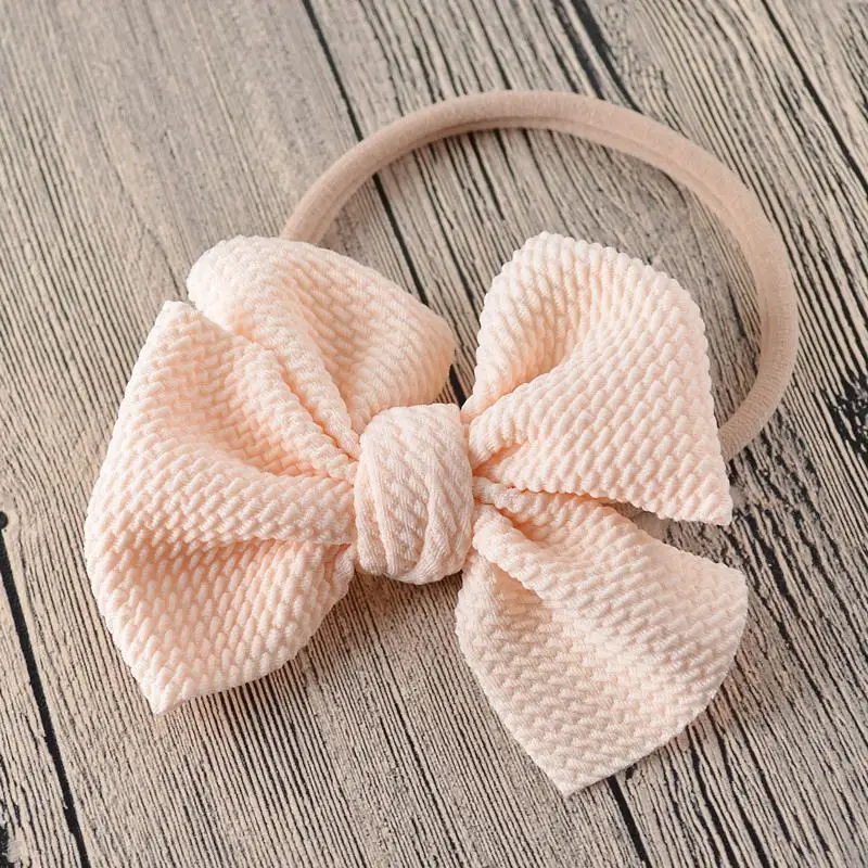 Light orange Baby Headband Bow Girl Headbands Toddler Nylon Elastic Hair Accessories Kids Head Band Infant Hairband Newborn photography Props - Цвет: Light orange