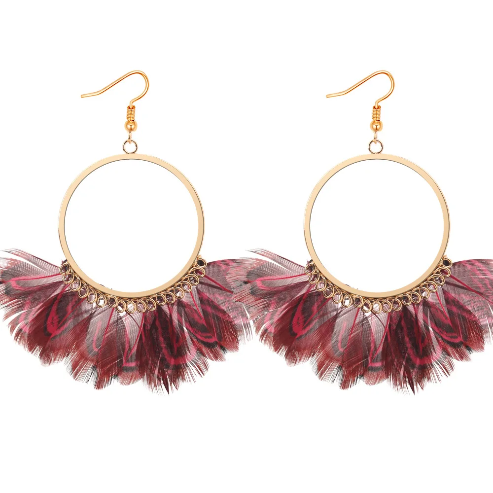 2018 Новые Длинные кисточкой моды перо Стиль Этническая Boho Большой HookDangle заявление