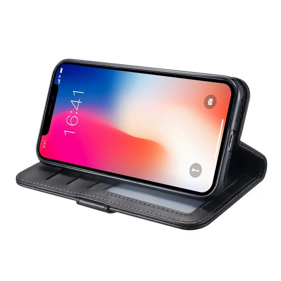 Для Apple iPhone X XR XS Max 10 чехол премиум класса из натуральной кожи на молнии кошелек с