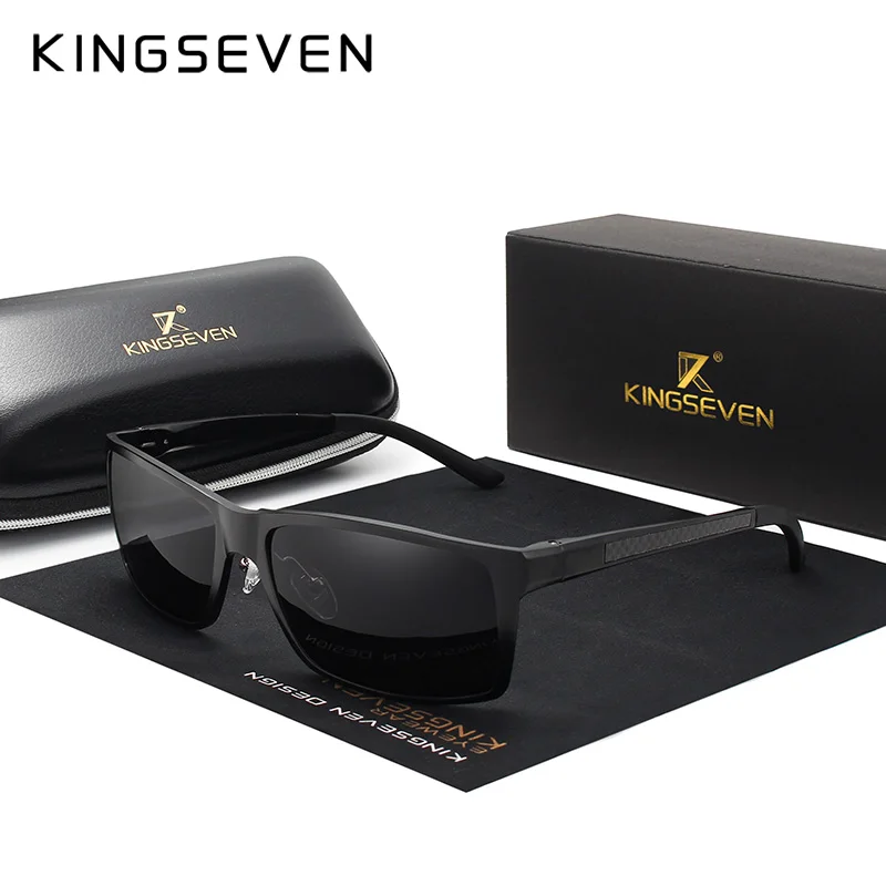 Мужские солнцезащ. Очки в алюминиевой оправе KINGSEVEN серые солнцезащитные очки