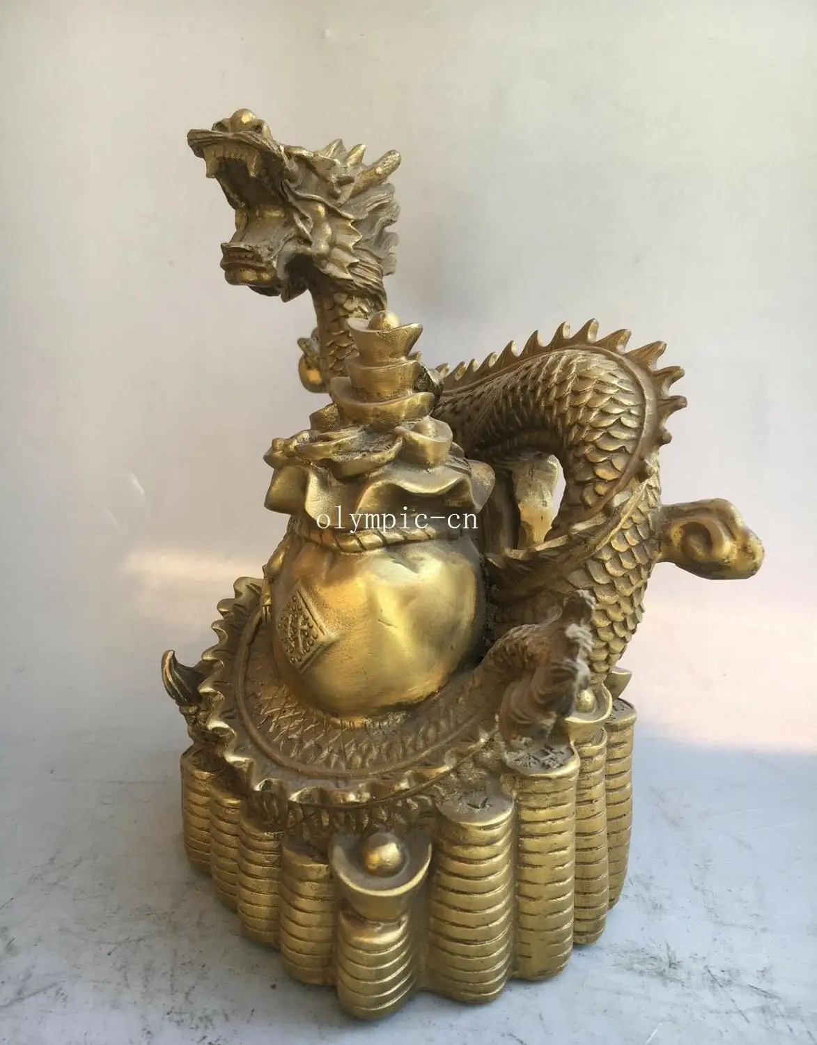 9 ''латунный дом fengshui Декор богатство сокровище благоприятный зверь дракон |