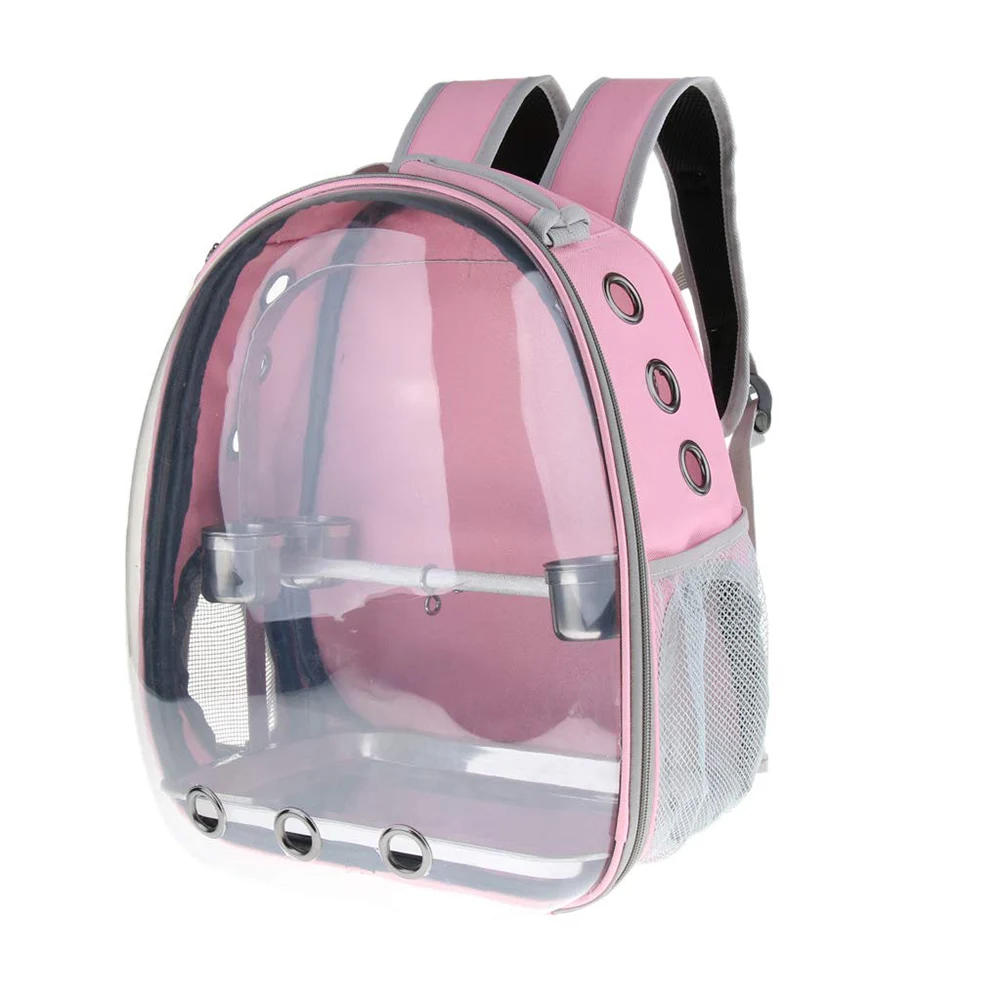 Pink Открытый Pet путешествия рюкзак прозрачная клетка для попугая водонепроницаемый птицы Перевозчик - Color: Pink