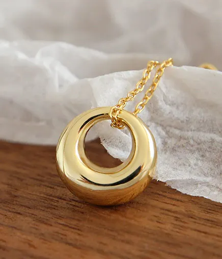 Gold Color F.I.N.S S925 Стерлинговое Серебро модное геометрическое маленькое круглое Ожерелье Подвески для ключицы для женщин минималистичное хорошее ювелирное изделие - Окраска металла: Gold Color