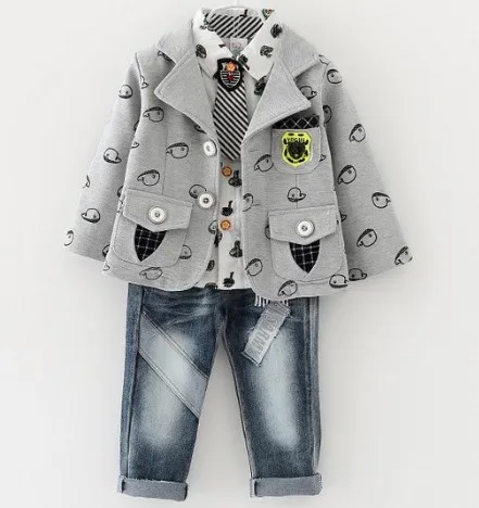

0-4Y new autumn boys high quality clothing sets 3pcs with tie kids clothes sets boys plaid shirt kids garment