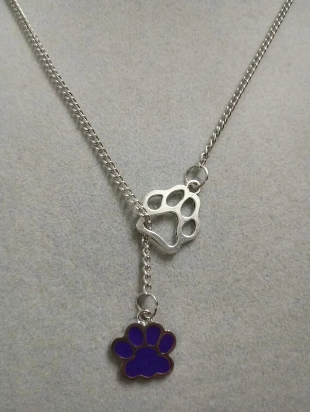 Сплав кошка/кулон в форме собачьей Лапы Ожерелье Винтаж Эмаль Кошка/собака Лапа