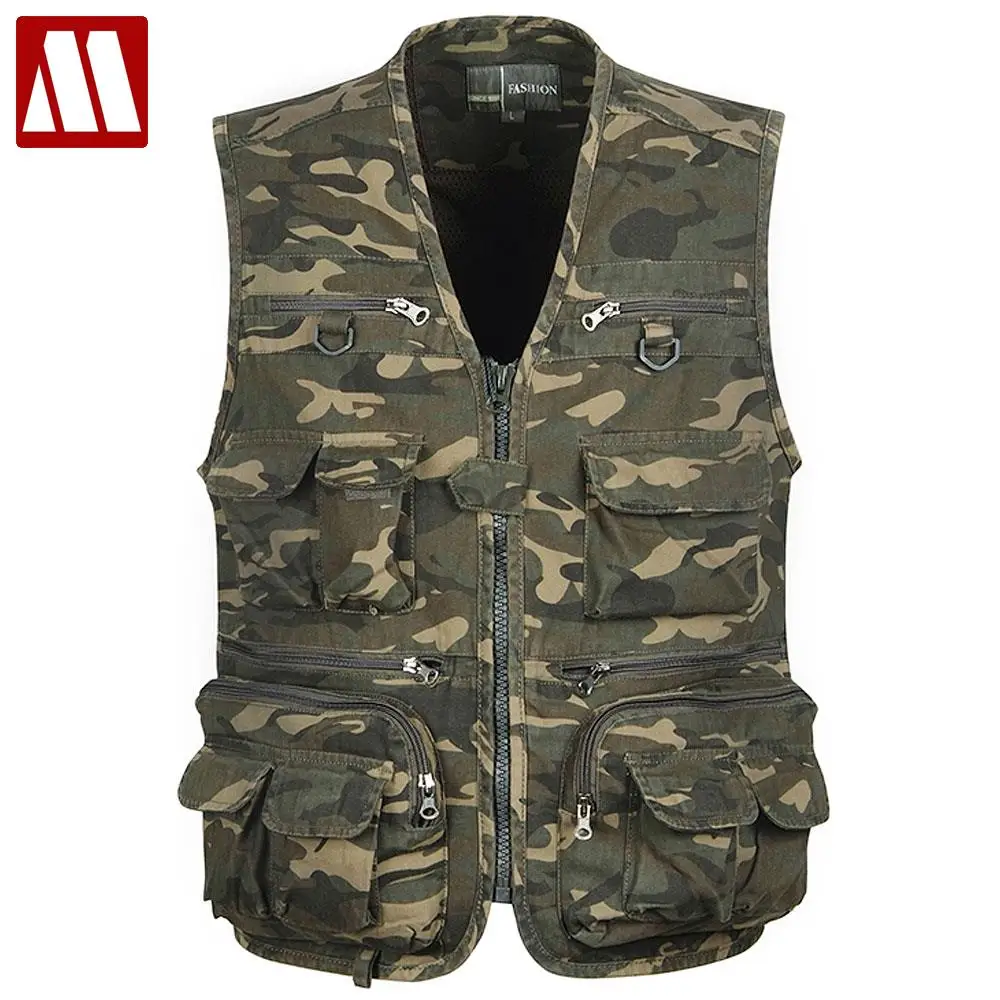 

All-purpose Tactical Multi Pocket Camouflage Vest Men Casual Travel Waistcoat Cotton Sleeveless Jacket Camo Photography Vests