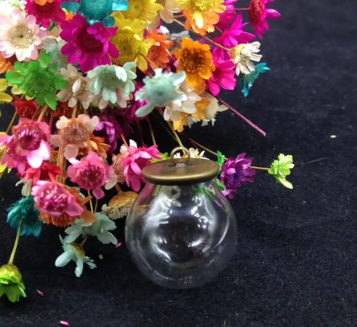 

50sets/lot 20*12mm Glass globe orbs with bronze base set glass vial pendant DIY glass bottle dome cover necklace pendant charms