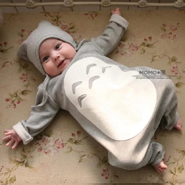 

Newborn Baby Cotton One-Piece Clothes Thick Hooded Baby Boys Girls Warm Clothes Romper Animal Style Totoro Hot Sale