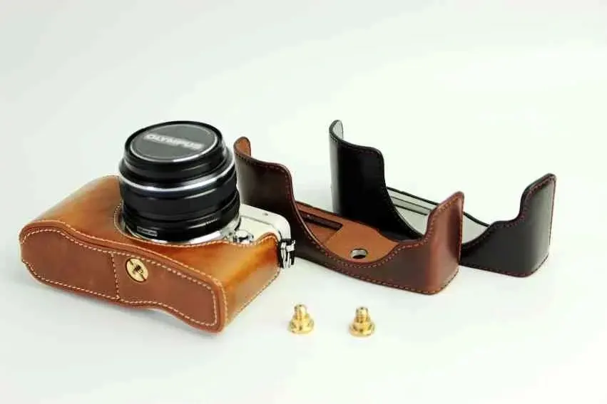 Кожаная сумка для камеры Olympus Pen Lite E-PL7 E-PL8 черный/коричневый/кофейный EPL7 EPL8 EPL9 чехол для камеры кожаный наполовину