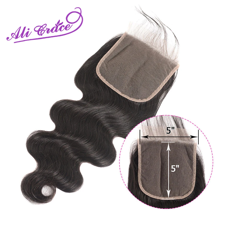 Али грация перуанские волнистые волосы 5*5 кружевное закрывание предварительно