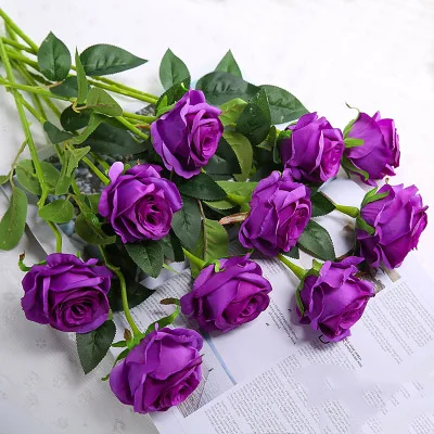 purple jb CHENCHENG 11 шт. 48 см искусственная роза искусственный букет из роз для свадьбы украшение дома Пластик Сушеные цветок цветочный орнамент - Цвет: purple jb