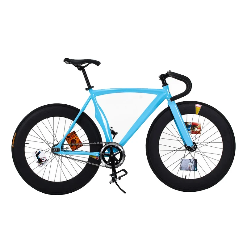 blue Фиксированная Шестерня велосипеда 53 см рама Fixie велосипед DIY 700C алюминиевый сплав велосипед трек велосипед 70 мм обод колеса велосипед - Цвет: blue