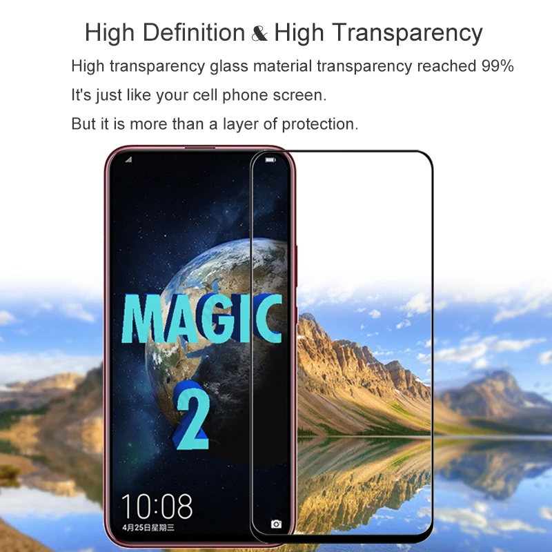2 шт. 100% оригинальное закаленное стекло с полным покрытием для Huawei Honor Magic Защитное