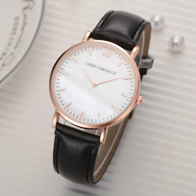 Top Brand Fashion Ladies Watches Leather Strip Quartz Watch Women Casual Marble Dial Dress Sport Wrist Reloj Mujer -20 | Наручные часы