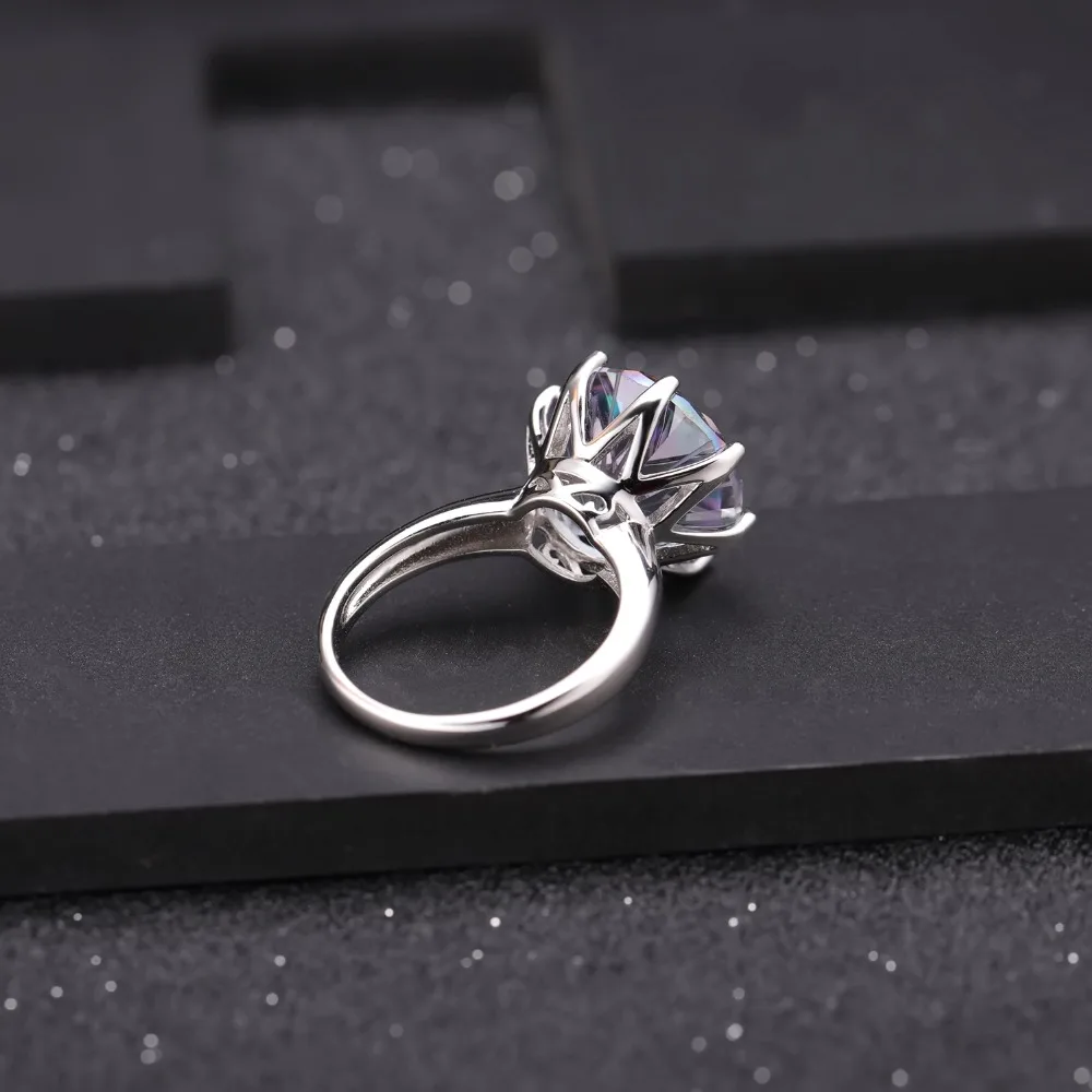 GEM'S балетное классическое кольцо из натурального радужного мистического кварца, 925 пробы Серебряное кольцо для женщин, обручальные кольца, хорошее ювелирное изделие