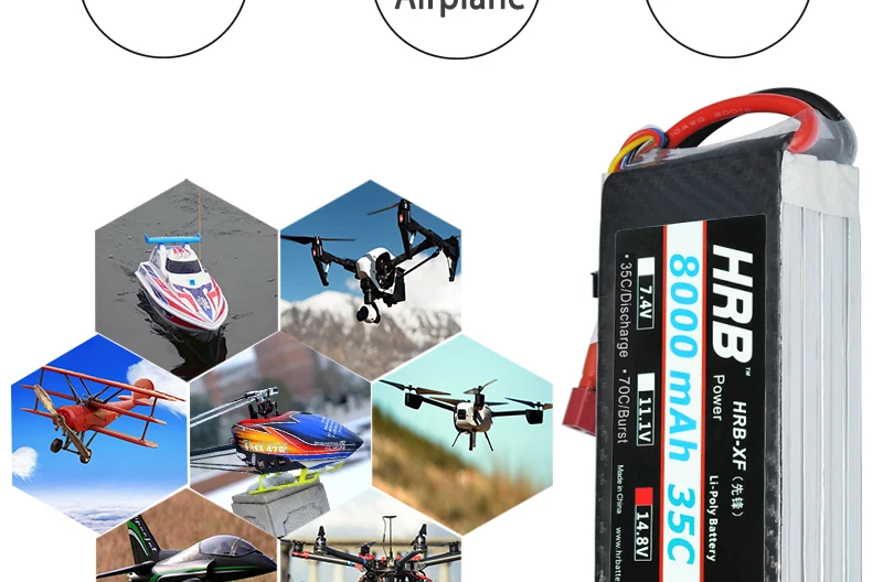 Аккумулятор hrb lipo 3S 11,1 V 8000mah 2S 7,4 V XT60 T Deans 14,8 V 18,5 V 22,2 V 4S 5S 6S 1S 3,7 V RC Квадрокоптер самолеты Автомобили Запчасти 35C