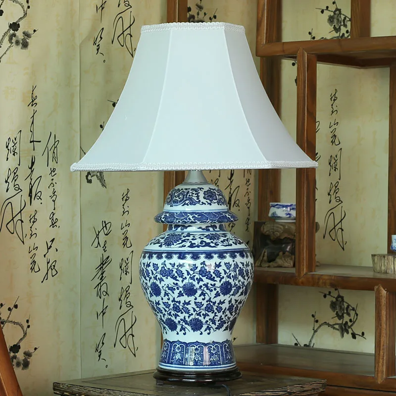

Chinese antique blue and white ceramic table lamp desk lamps