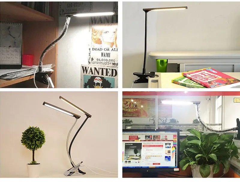 Настольная лампа Клип Светодиодный зажим Desklight Luminaria De Mesa USB порт для студенческого стола прикроватная тумбочка для спальни офисный гибкий свет из нержавеющей стали