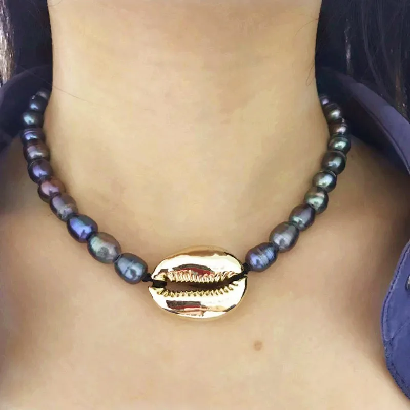 Женское Ожерелье из ракушек в стиле бохо Puka массивное жемчужное ожерелье чокер