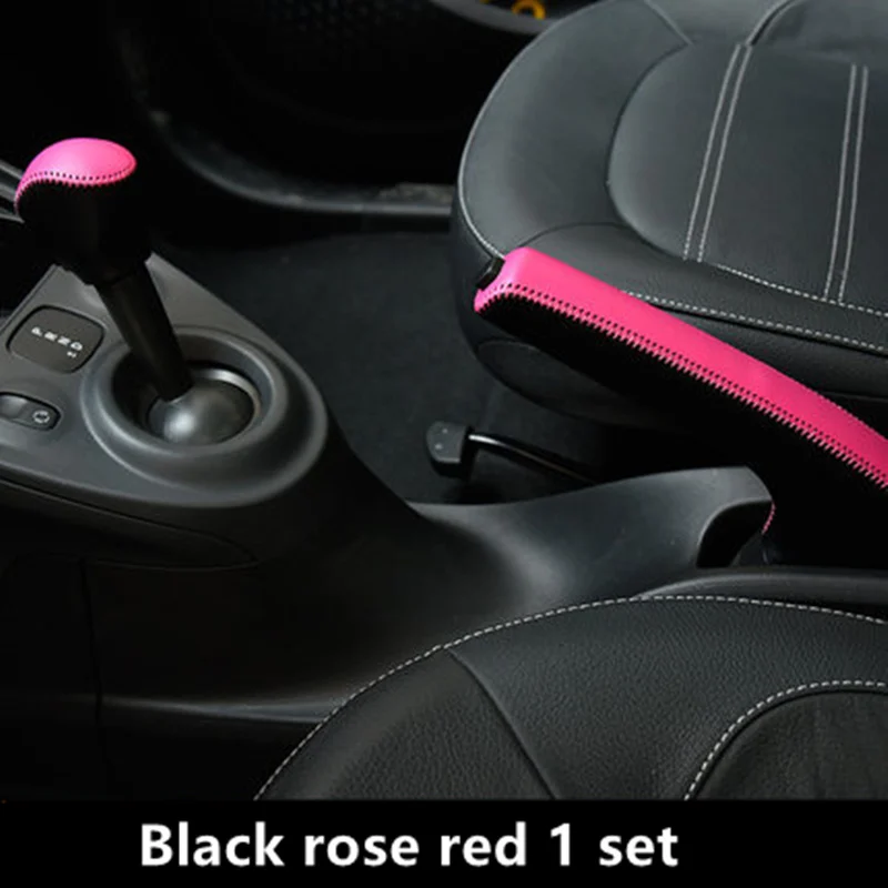 Black rose red 1set Автомобильный рычаг переключения передач, крышка ручного тормоза для Mercedes new smart fortwo Forfour 453, аксессуары для внутренней отделки автомобиля, модификация - Название цвета: Black rose red 1set