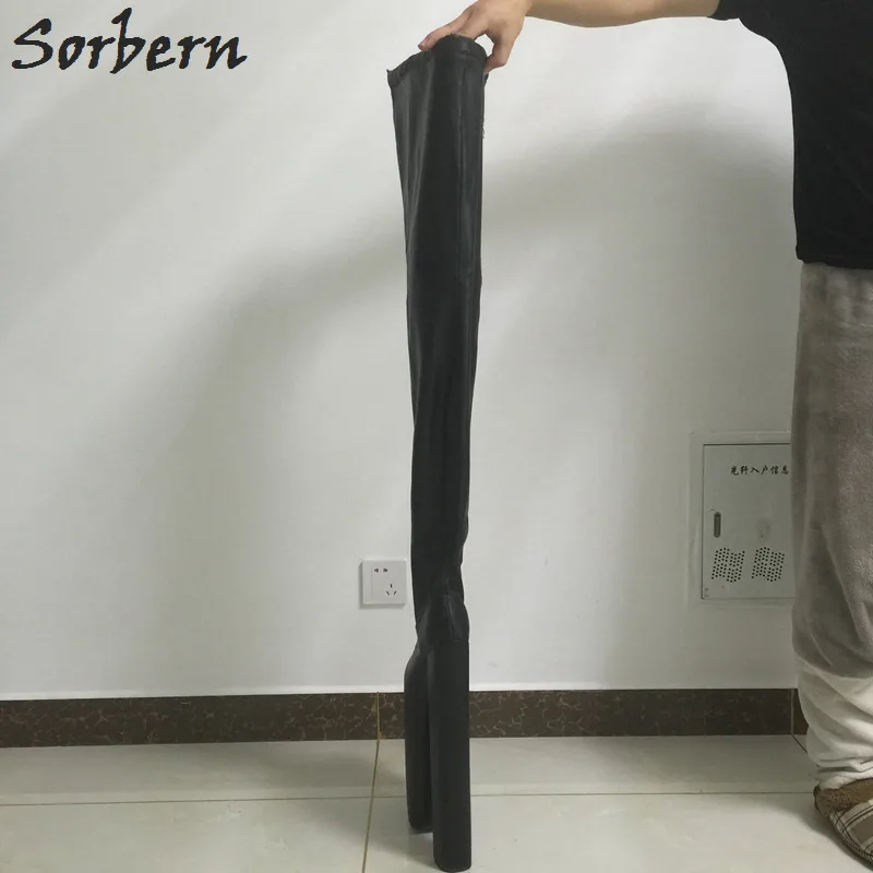 Sorbern/лакированные высокие сапоги со шнуровкой; женские дизайнерские зимние сапоги на толстой платформе; Новое поступление года; сапоги размера плюс US4-15